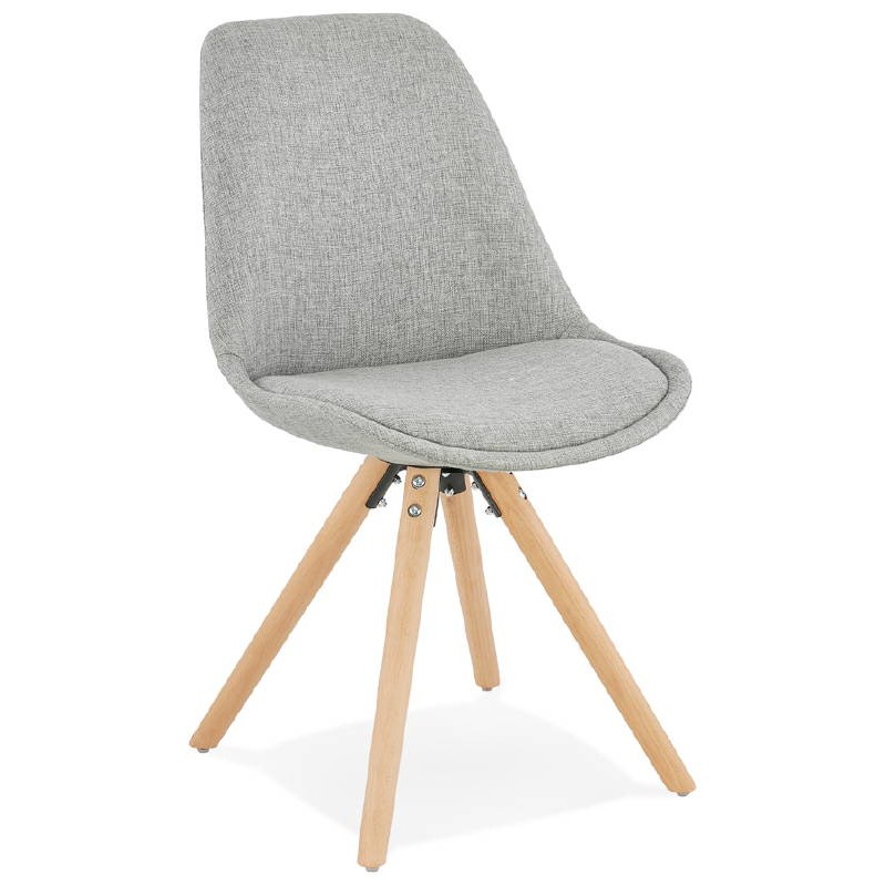 Chaise design scandinave ASHLEY en tissu pieds couleur naturelle (gris clair) - image 39197