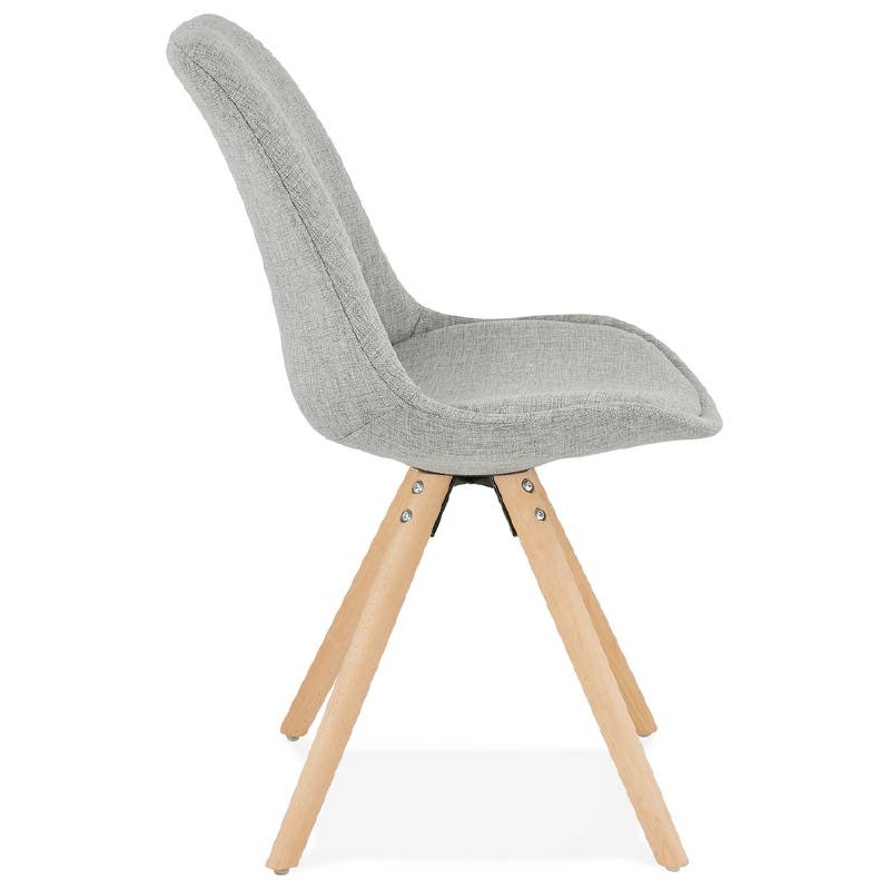 Chaise design scandinave ASHLEY en tissu pieds couleur naturelle (gris clair) - image 39199