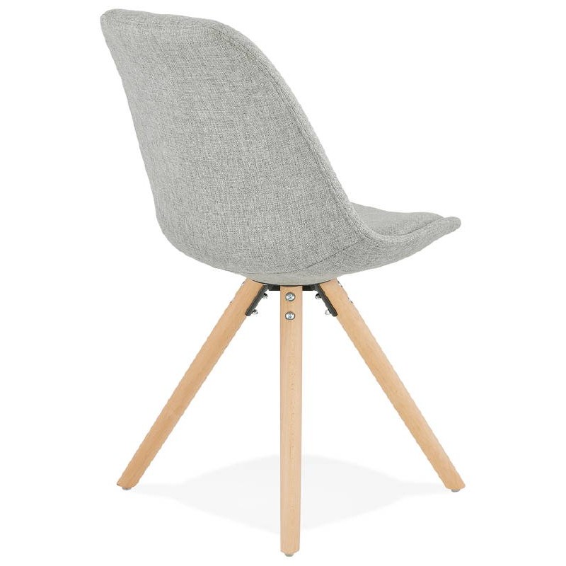 Chaise design scandinave ASHLEY en tissu pieds couleur naturelle (gris clair) - image 39200