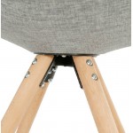 Chaise design scandinave ASHLEY en tissu pieds couleur naturelle (gris clair)