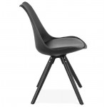 Chaise design ASHLEY pieds noirs (noir)