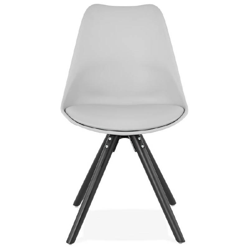 Chaise design ASHLEY pieds noirs (gris clair) - image 39236