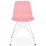Design and modern Chair in polypropylene feet white metal (Pink)