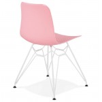 Diseño y moderna silla en polipropileno patas metal blanco (rosa)