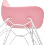 Design and modern Chair in polypropylene feet white metal (Pink)