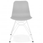 Chaise design et moderne VENUS en polypropylène pieds métal blanc (gris clair)
