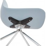 Chaise de bureau sur roulettes JANICE en polypropylène pieds métal chromé (bleu ciel)