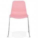Chaise moderne empilable ALIX pieds métal chromé (rose)
