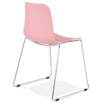 Moderner Stuhl ALIX Fuß verchromt Metall (rosa)