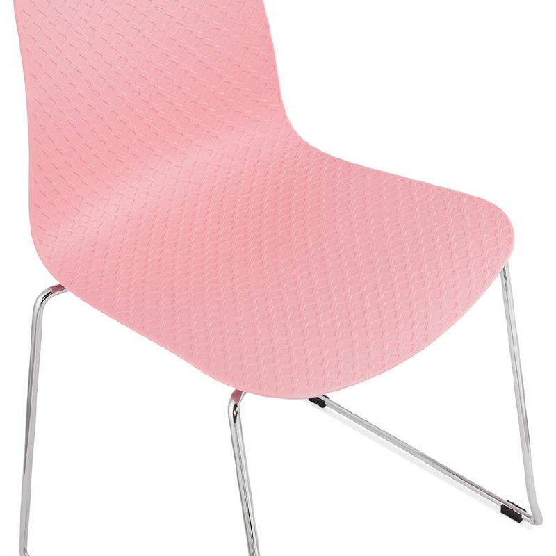 Chaise moderne empilable ALIX pieds métal chromé (rose) - image 39425