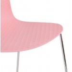 Chaise moderne empilable ALIX pieds métal chromé (rose)