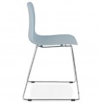 Chaise moderne empilable ALIX pieds métal chromé (bleu ciel)