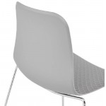 Chaise moderne empilable ALIX pieds métal chromé (gris clair)