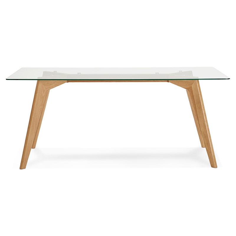 Table à manger design scandinave APOLINE en verre (90x180x75cm) (transparent) - image 39567