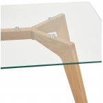 Table à manger design scandinave APOLINE en verre (90x180x75cm) (transparent)