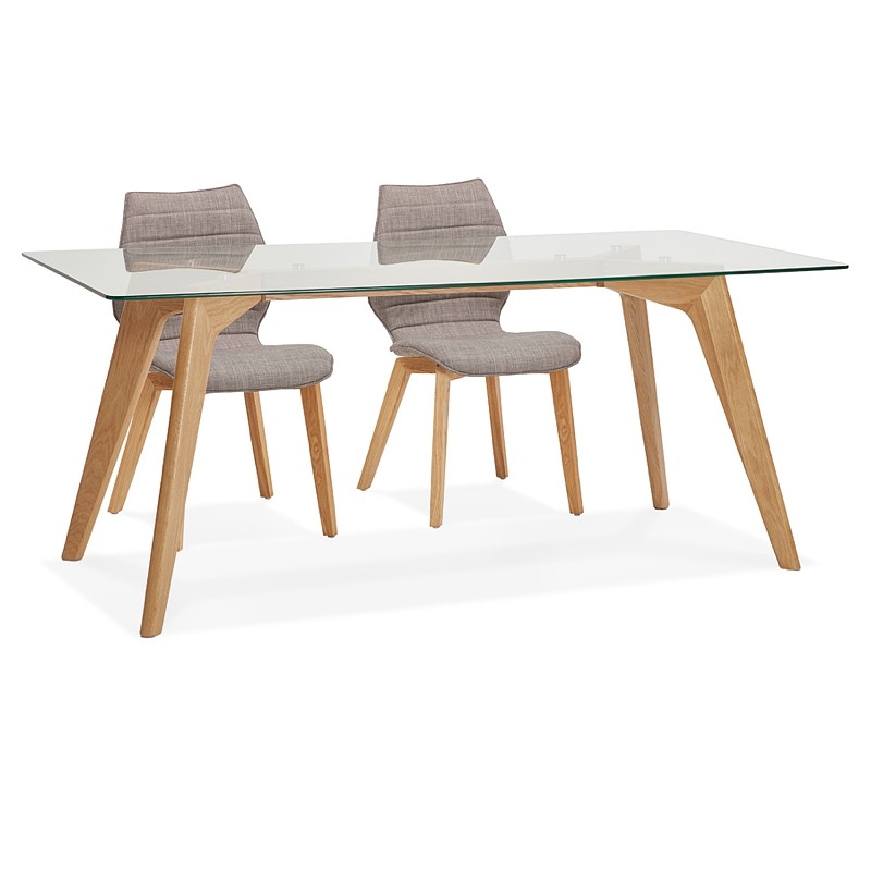 Table à manger design scandinave APOLINE en verre (90x180x75cm) (transparent) - image 39581