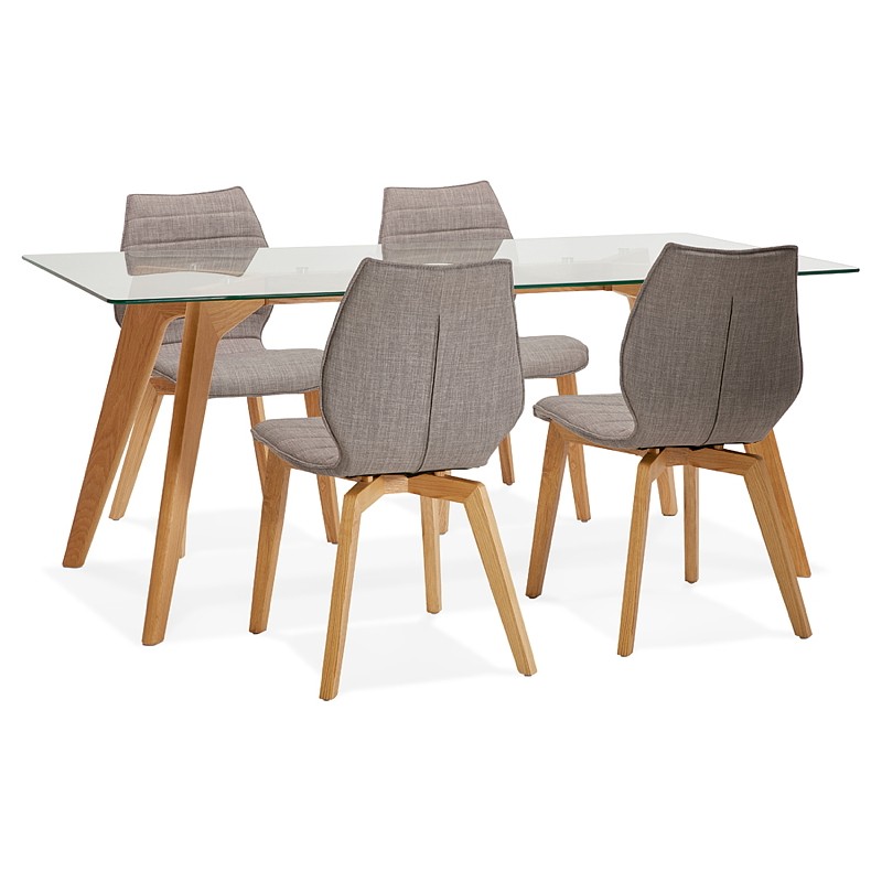 Table à manger design scandinave APOLINE en verre (90x180x75cm) (transparent) - image 39582