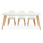 Table à manger design scandinave CLEMENTINE en bois (200x90x75 cm) (blanc)