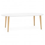Round dining table Scandinavian to extensions (Ø 120 cm) OLIVIA (120-220 x 120 x 75 cm) wooden (matte white)