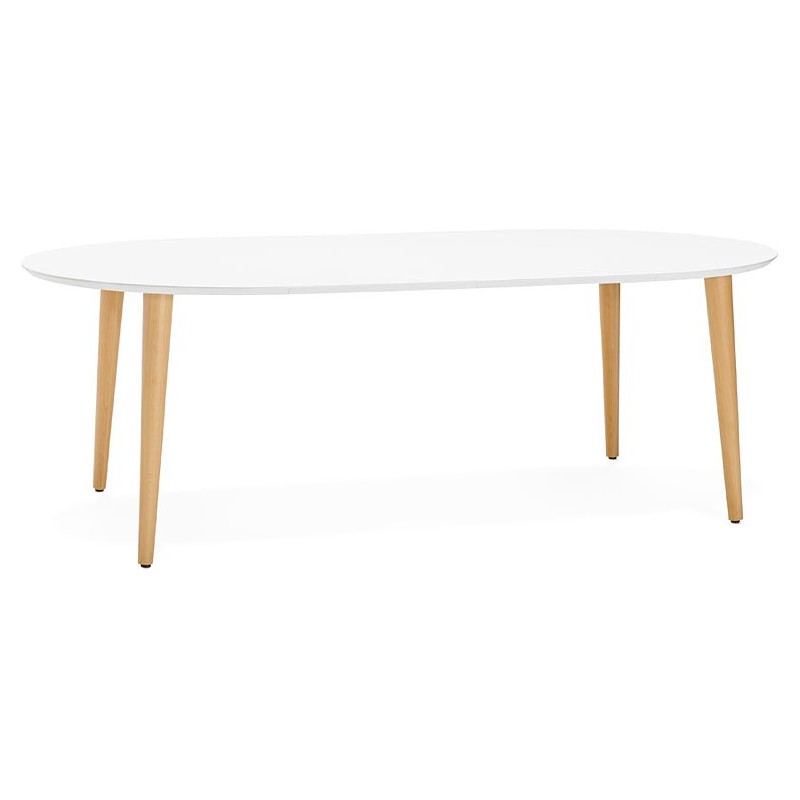 Mesa de comedor escandinavo para extensiones (Ø 120 cm) OLIVIA (120-220 x 120 x 75 cm) madera (blanco mate) - image 39599