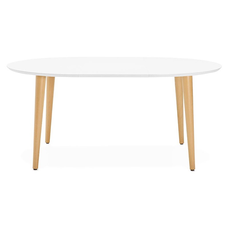 Table à manger ronde scandinave à rallonges (Ø 120 cm) OLIVIA en bois (120-220x120x75 cm) (blanc mat) - image 39604