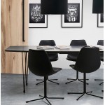 Esstisch Design mit Erweiterungen LOANA in Holz und Metall (100 x 170-270 x 73 cm) (schwarz)