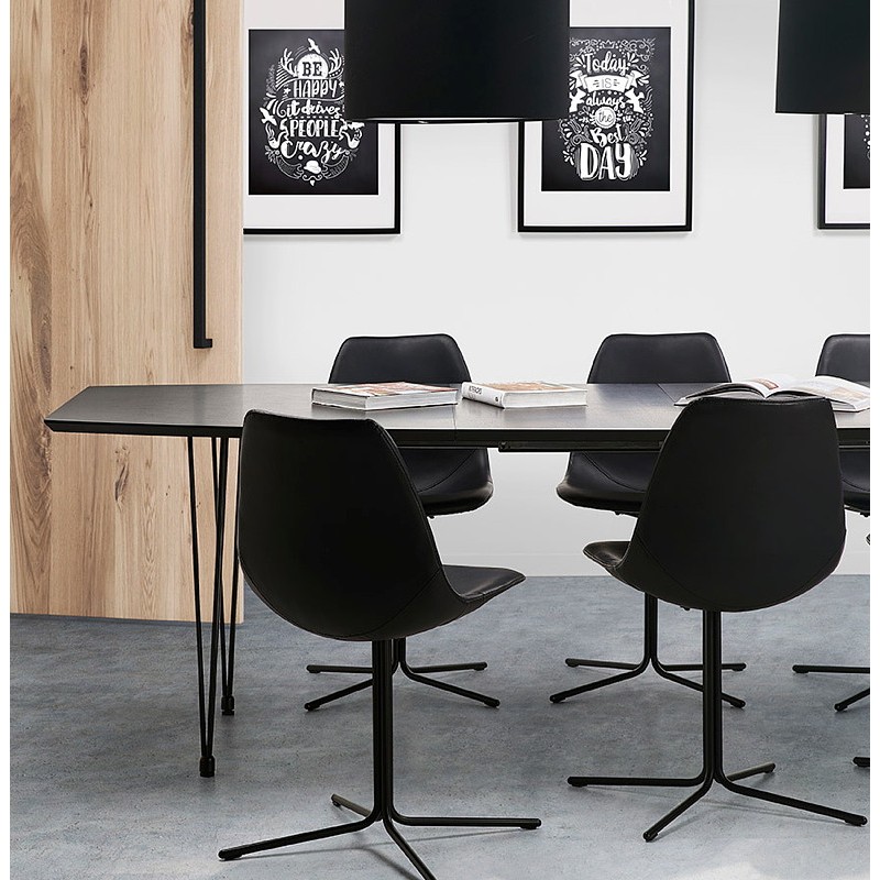 Table à manger design avec rallonges LOANA en bois et métal (100x170-270x73 cm) (noir) - image 39648