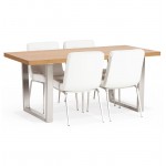 Table à manger design ou table de réunion AXELLE en bois et métal (180x90x77 cm) (naturel)