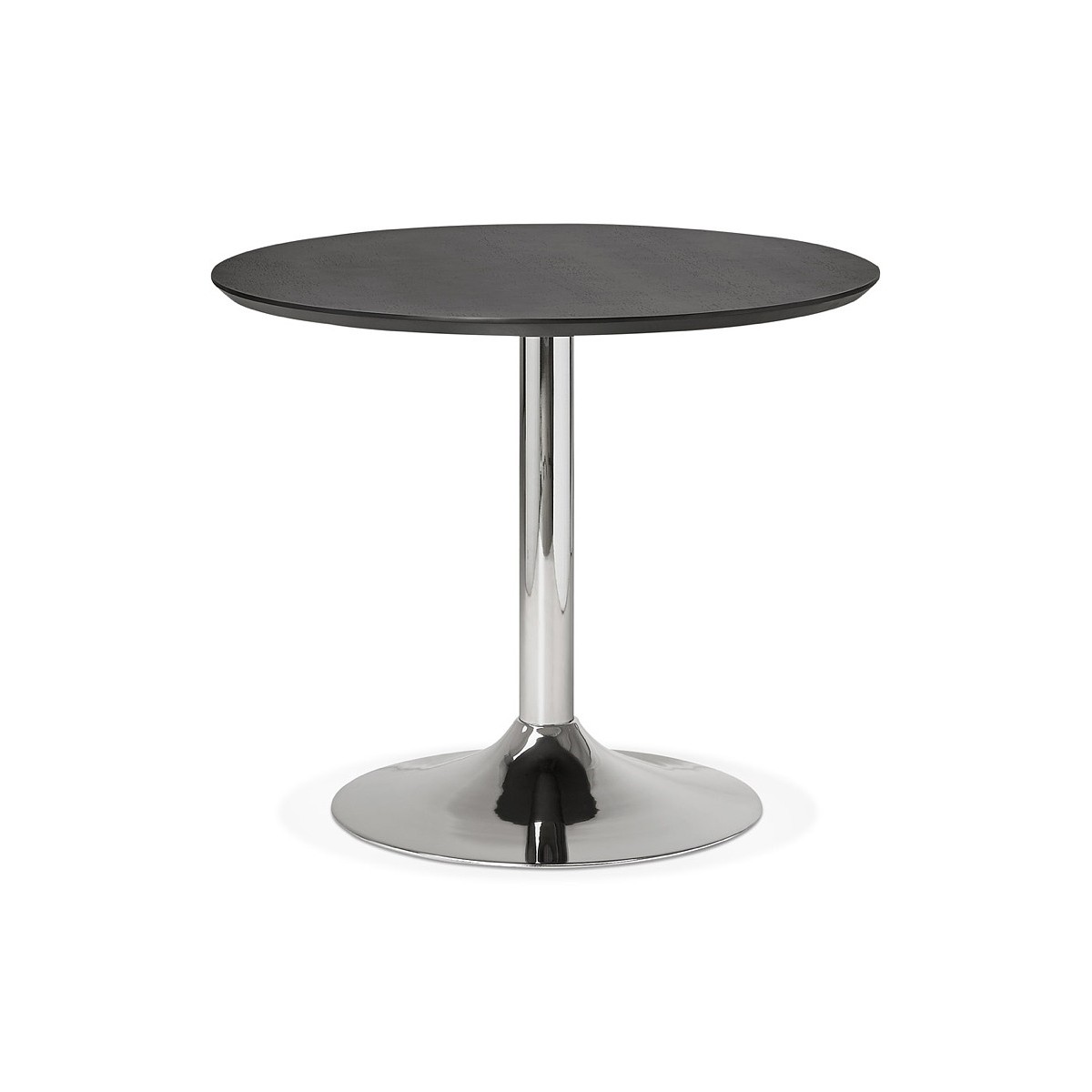 Round Dining Table Design Or Office Maud In Mdf And Chromed Metal 90 Cm Black
