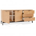 Buffet-Design Zeile 2 Türen 3 Schubladen AGATHE in Holz (Eiche, Natur)