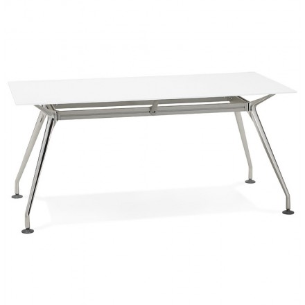 Desk Table Modern Meeting 80 X 160 Cm Amelie In Glass White