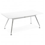 Office modern meeting (90 x 180 cm) LAMA wooden table (matte white)