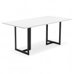 Table à manger design ou bureau (180x90 cm) DRISS en bois (blanc mat)