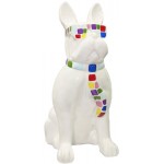 Statue sculpture decorative design dog to tie colored resin H98 cm (white)