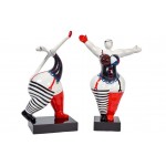 Set de 2 statues sculptures décoratives design COUPLE AUX RONDEURS en résine H54/58cm (Multicolore)