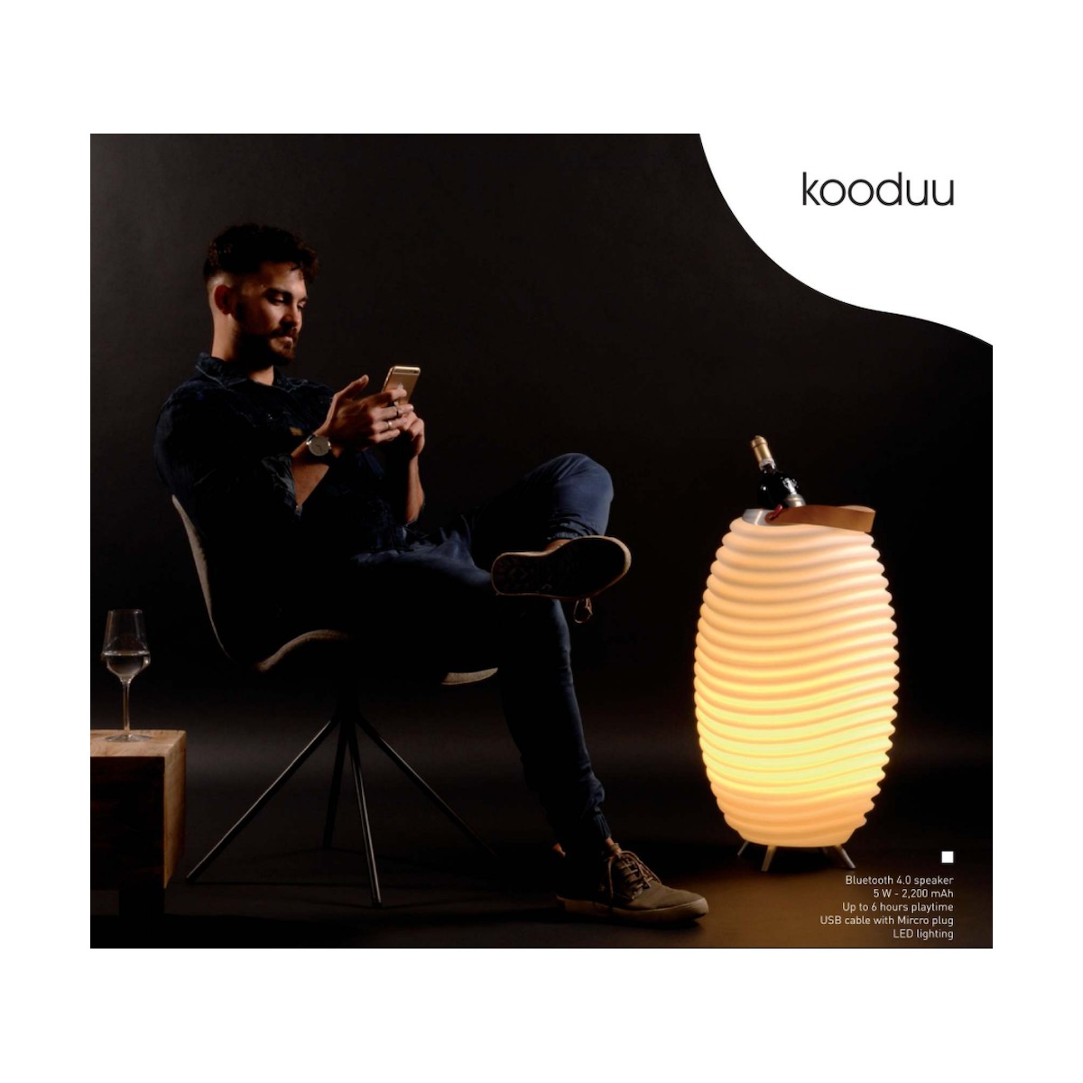 LED-Lampe Champagner Eimer 50 Bluetooth AMP 4038 Lautsprecher - Story KOODUU S SYNERGIE (weiß) Lautsprecher