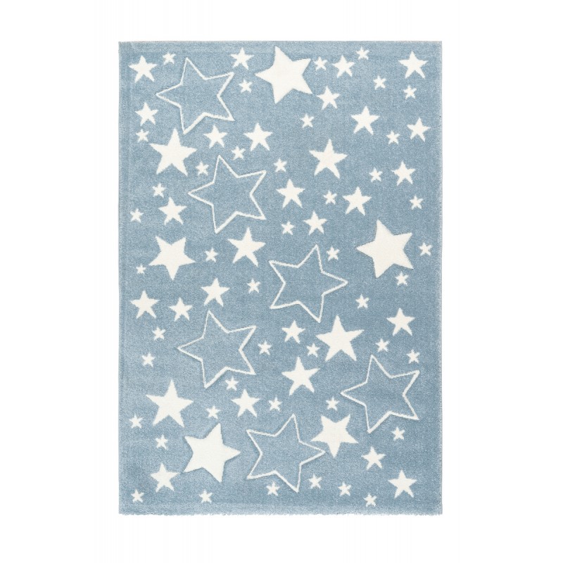 Childrens Rug Carpet design bear fishing for stars on cloud Grey-Blue-White 80x150 cm