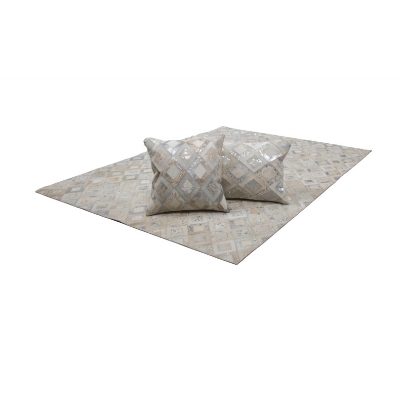 100% leather BOSTON rectangular cushion handmade (Silver) - image 41530