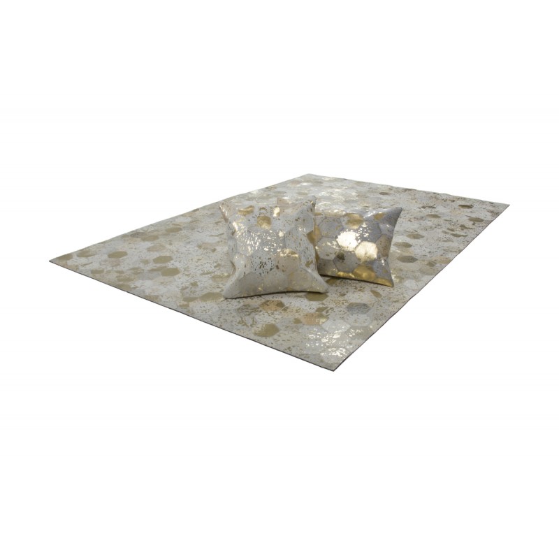 100% leather DETROIT rectangular cushion handmade (Golden ivory) - image 41542