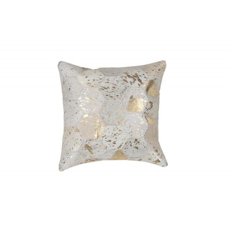 100% leather DETROIT square cushion handmade (Golden ivory) - image 41543