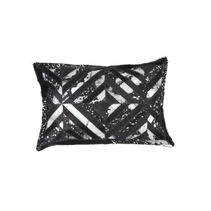 100% leather ORLANDO rectangular cushion handmade (black grey) - image 41558