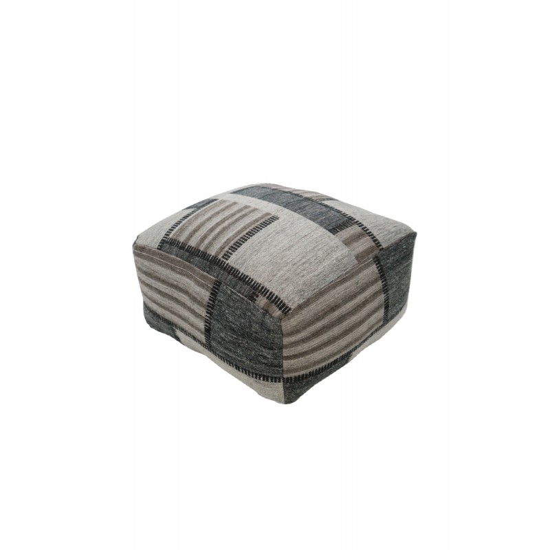 Poof patchwork AUSTIN Carré woven machine (Beige gray black) - image 41754