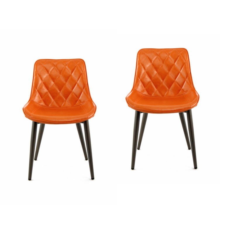 2 Retro-Stühle gepolstert EUGENIE (Orange) - image 42029