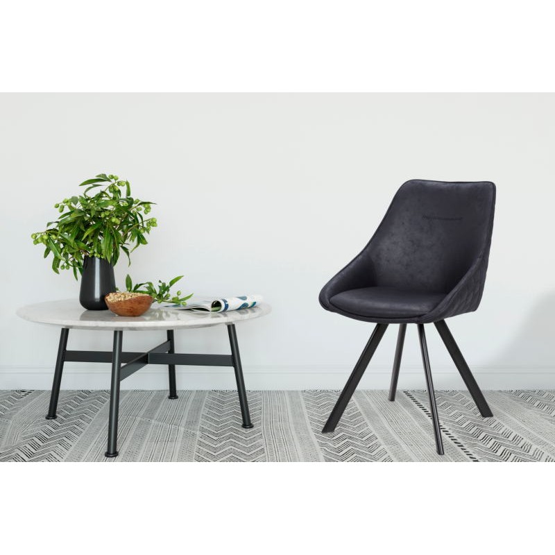 Set of 2 chairs in fabric Scandinavian LAURINE (black) - image 42159