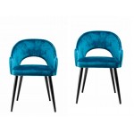 Set of 2 chairs in fabric with armrests t. (blue)