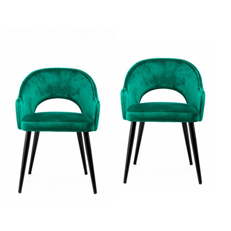 Lot de 2 chaises en tissu avec accoudoirs LEXANE (Vert)