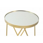 End table, end table MARILOU in glass and metal (gold)
