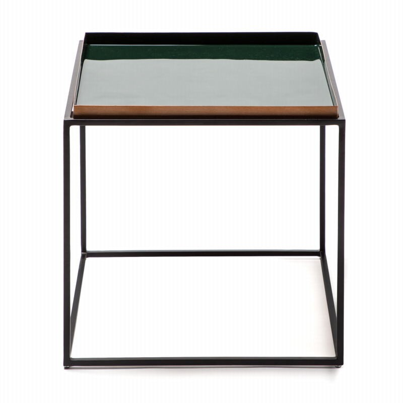 Table d'appoint, bout de canapé SALVADOR en métal (Vert foncé, Vert clair) - image 42469