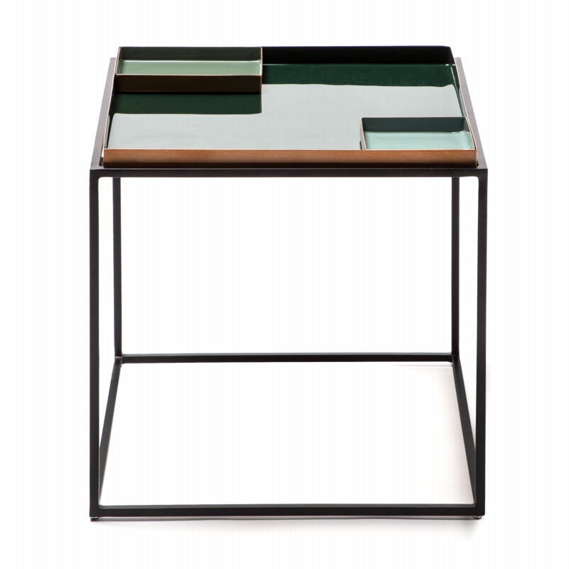 Table d'appoint, bout de canapé SALVADOR en métal (Vert foncé, Vert clair) - image 42470
