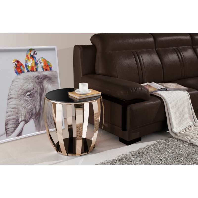 End table, end table SOLANGE stainless steel, glass (gold, black) - image 42491